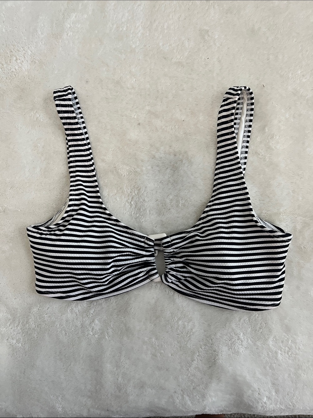 Black & White Striped Women's bikini top
